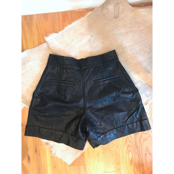 CLUB MONACO COLLECTION-Black Leather Shorts - Picture 2 of 5